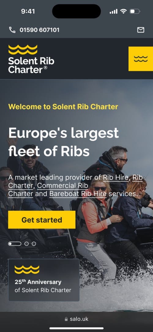 Solent Rib Charter mobile mockup 1.